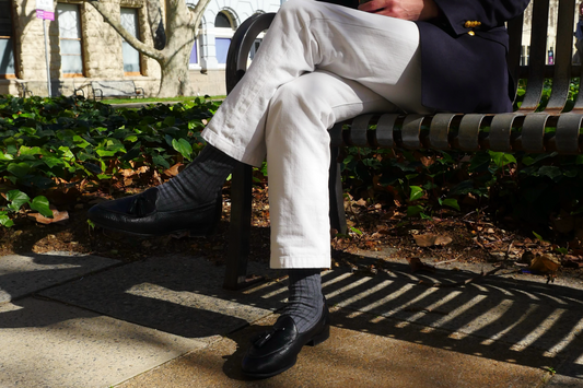 Men’s Berwick 1707 tassel loafers, Japanese denim, navy blazer styling blog.