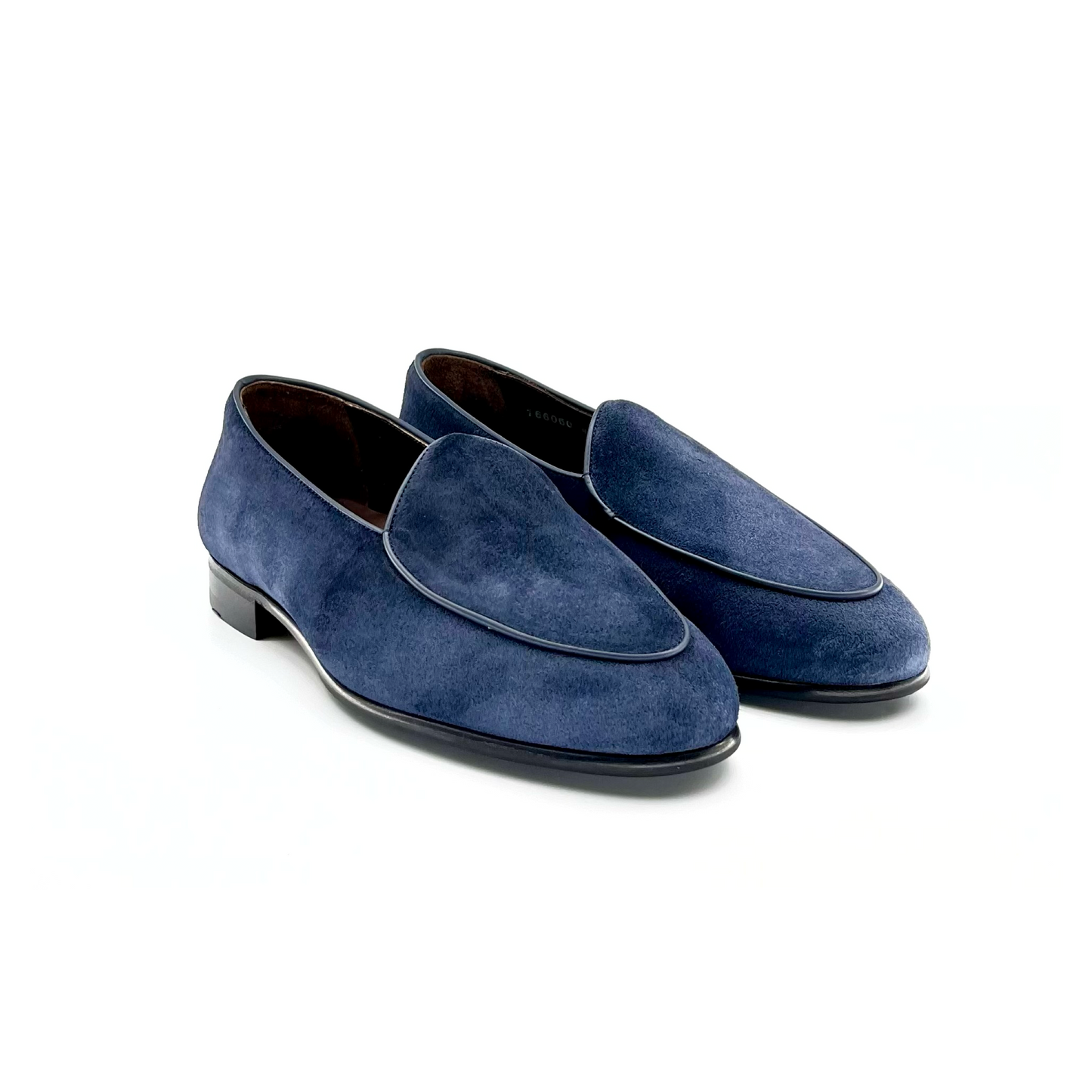 Blue suede slip on shoes