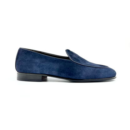 Berwick Blue suede slip on shoes