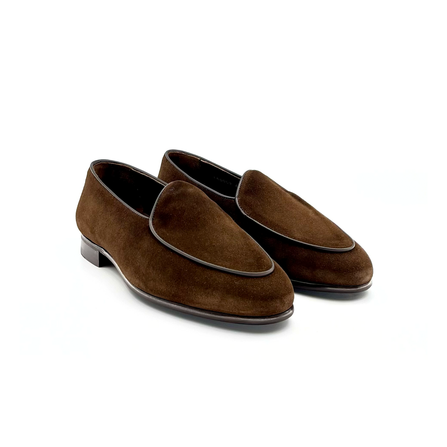 Brown suede slip on loafers