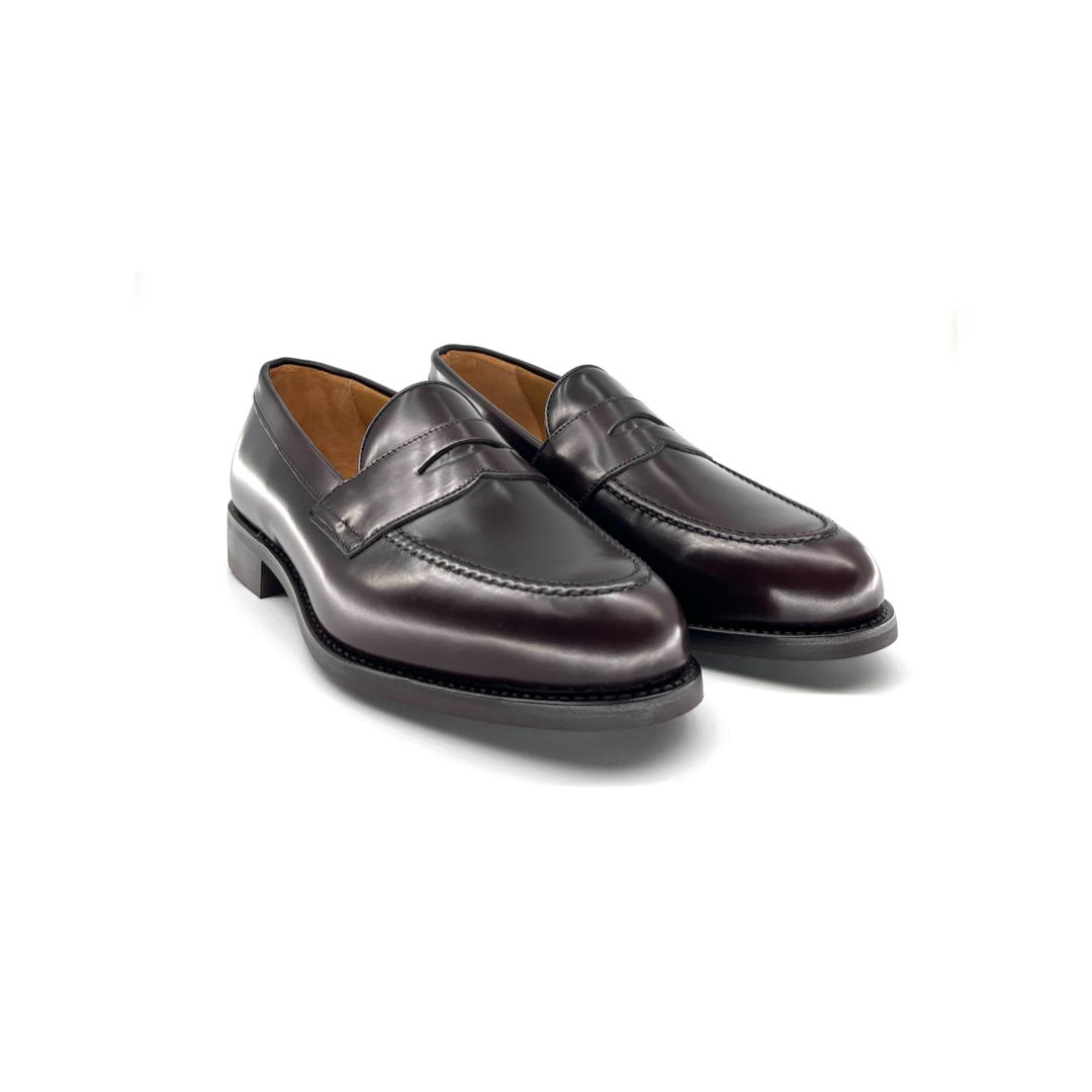 Berwick 1707 Goodyear wet penny loafer, dark brown with Dainite sole.