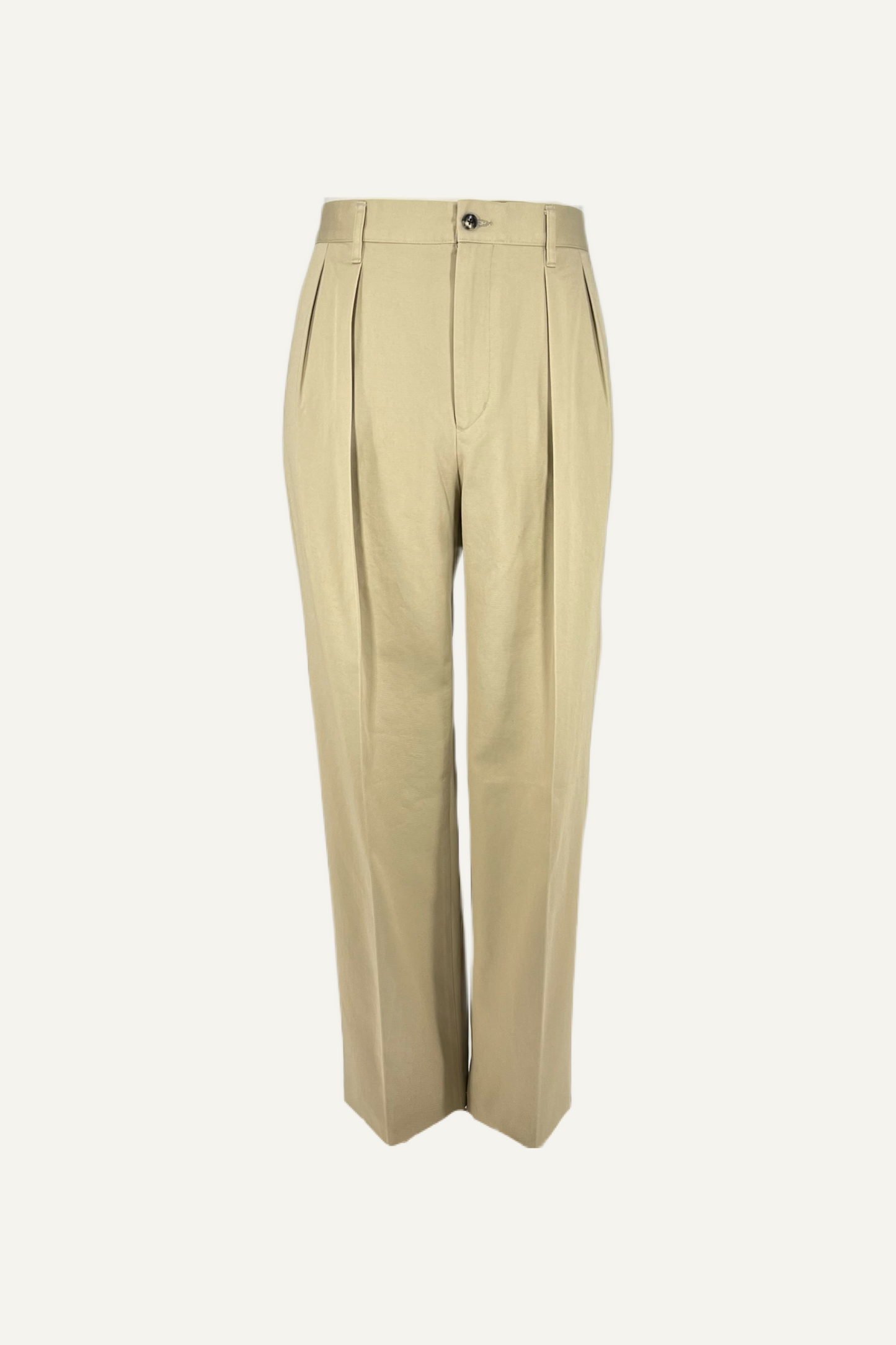 Beige Chino wide leg double pleat