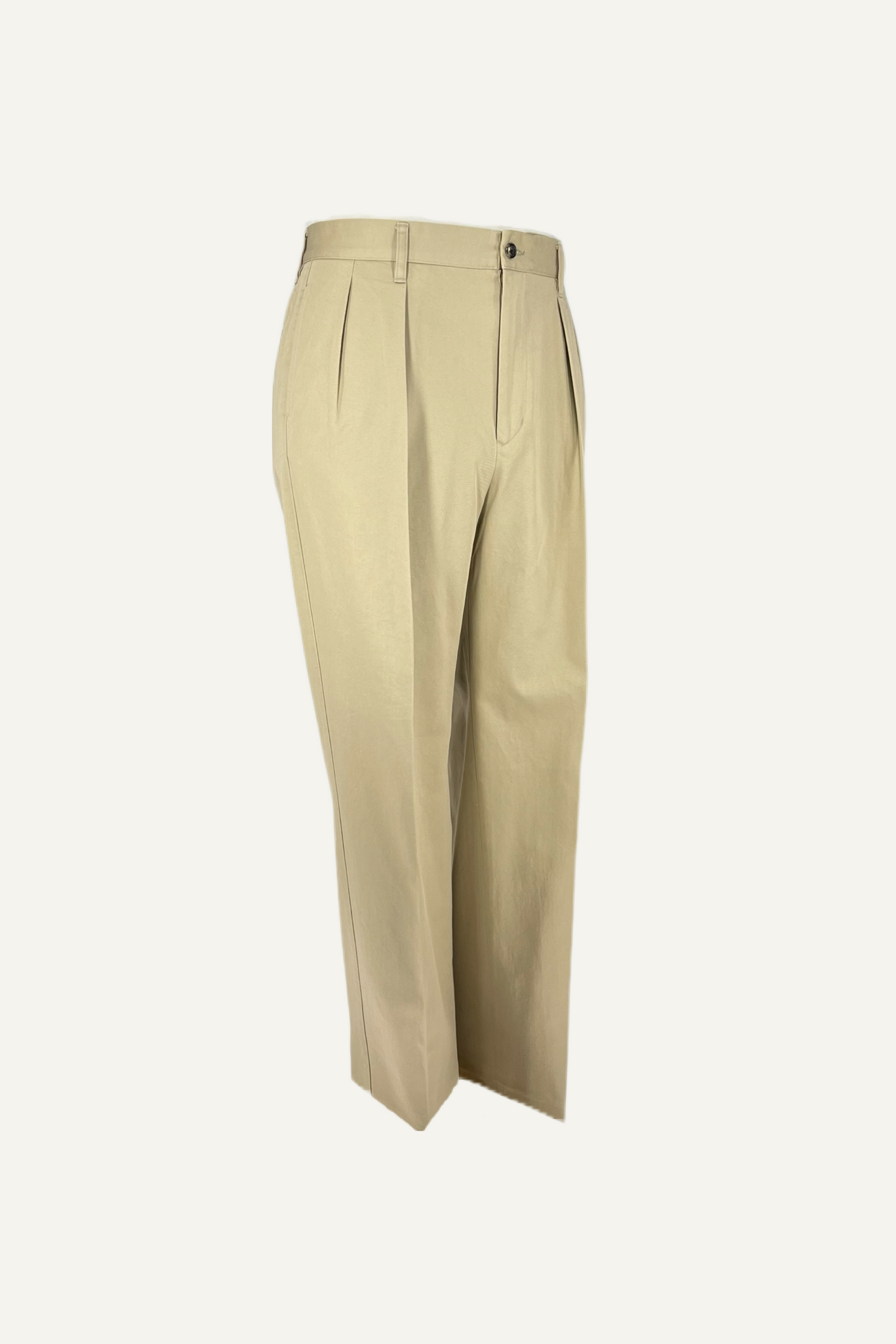 Beige chino wide leg double pleat