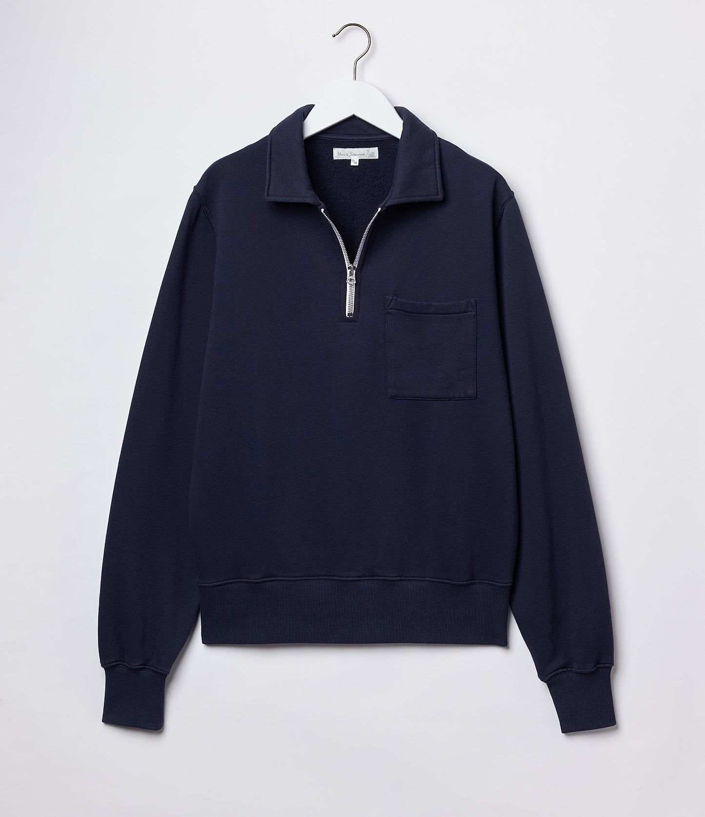 Merz b Schwanen Zip Collar Sweatshirt Dark Navy