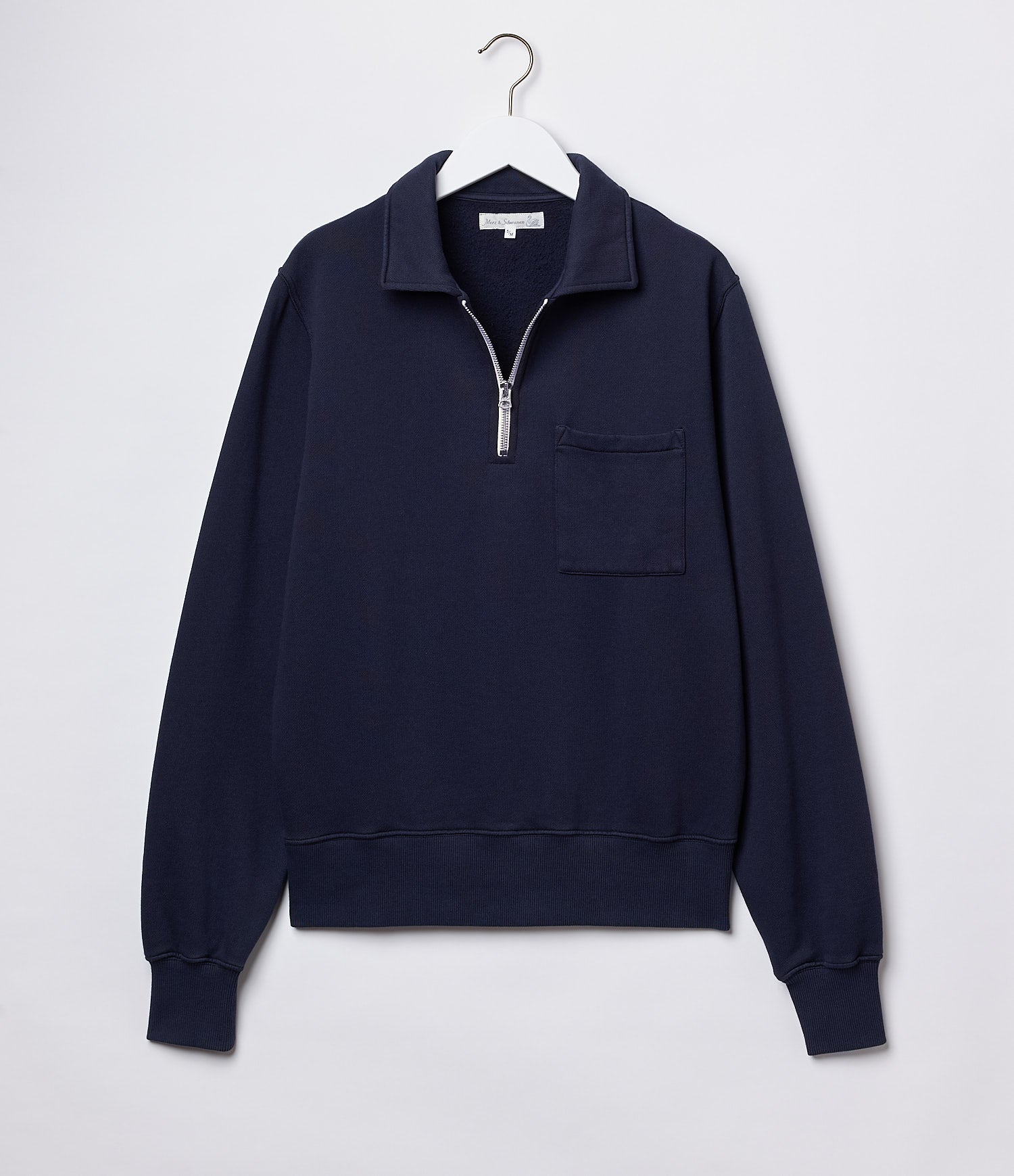 Merz b Schwanen Zip Collar Sweatshirt Dark Navy